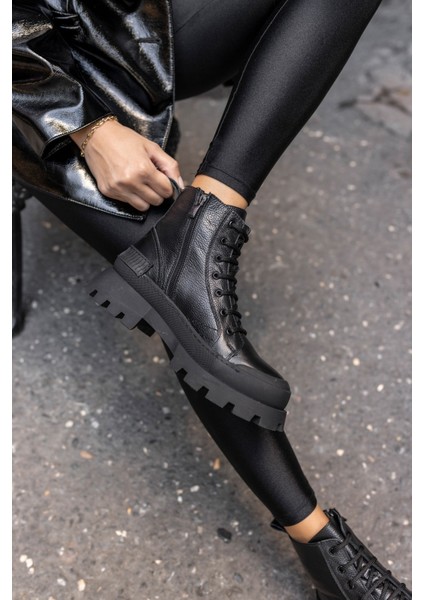 Teric Kadın Siyah Gercek Deri Bot indirimleri