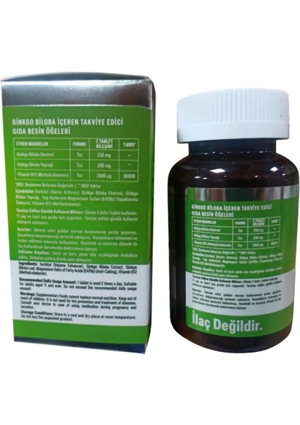 Ginkgo Biloba ve B12 Içeren Takviye 1100 Mg 60 Tablet