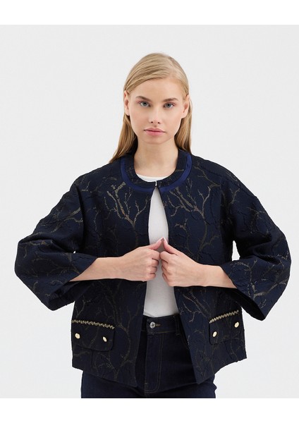 Kadın Jakar Desenli Truvakor Kol Yuvarlak Yaka Ceket fiyatları