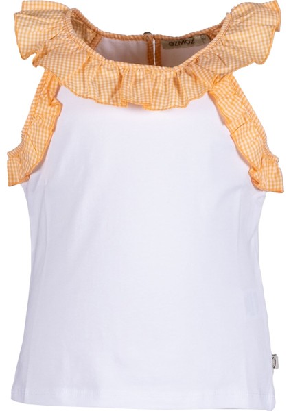 %100 Pamuk Fırfırlı Turuncu Volanlı Yazlık Kız Çocuk Bluz fiyatları