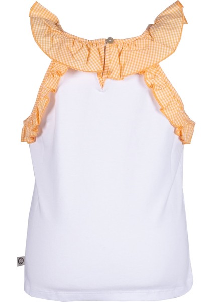 %100 Pamuk Fırfırlı Turuncu Volanlı Yazlık Kız Çocuk Bluz fırsatları