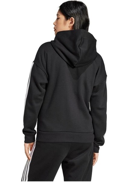 Essentials 3 Stripes Full Zip Kadın Siyah Polar.-