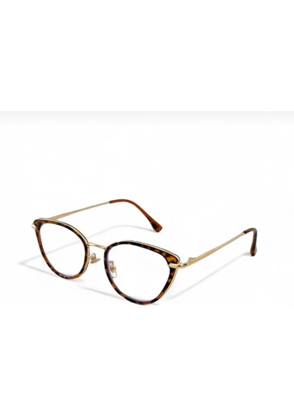 Hermes Gold Metal Leopar Desenli Cat Eye Mavi Işık Korumalı Gözlük fiyatları