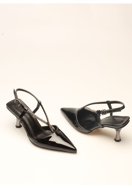 Idil Siyah Rugan Taşlı Kadın Topuklu fiyatları
