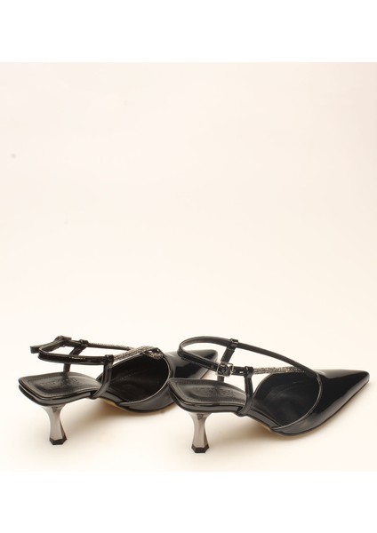 Idil Siyah Rugan Taşlı Kadın Topuklu modelleri