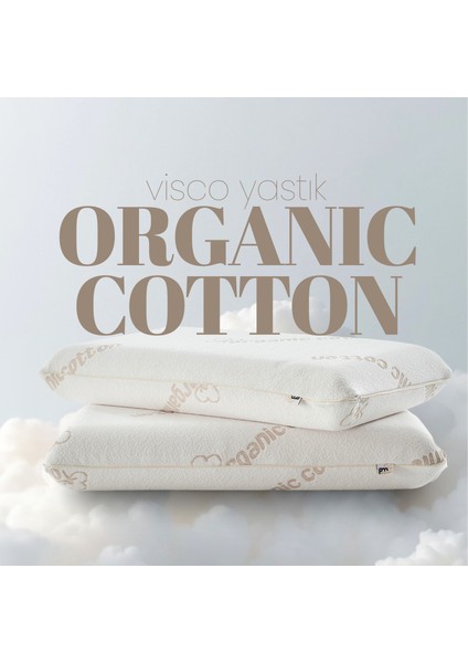 Organik Koton Ortopedik Visko Yastık - %100 Doğal Pamuk Kumaş - Konforlu Nem Kontorllü Akıllı Yastık