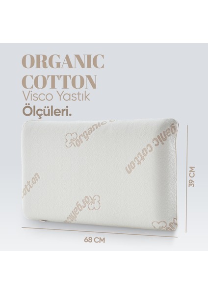 Organik Koton Ortopedik Visko Yastık - %100 Doğal Pamuk Kumaş - Konforlu Nem Kontorllü Akıllı Yastık