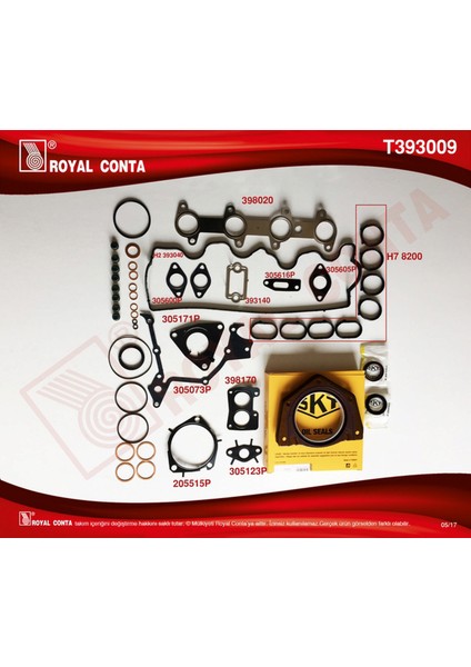 Mtxdpn Motor Takim Conta Skt Keçeli/sub.lastikli/skc Siz Doblo-Punto 1.9 Dzl