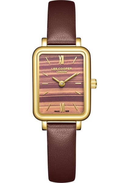 LC08208.142 Dikdörtgen Kadranlı Deri Kordon Metal Kasa 3 Atm Suya Dayanıklı Kahverengi Renk Kadın Kol Saati