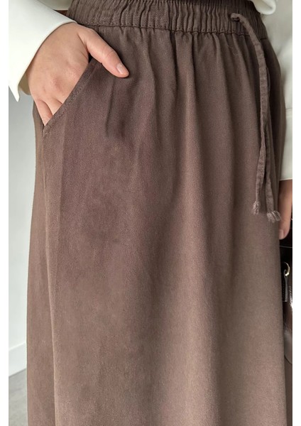 Çift Cepli Bel Lastikli Tesettür Gabardin Etek P-00018923 fiyatları