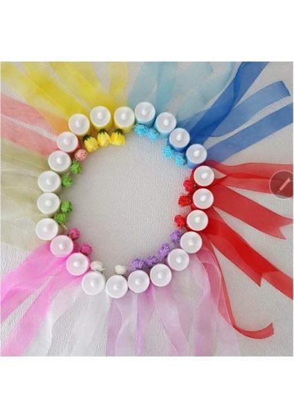 12 Adet Güllü Kına Gecesi Çayda Çıra LED Mum Kırmızı