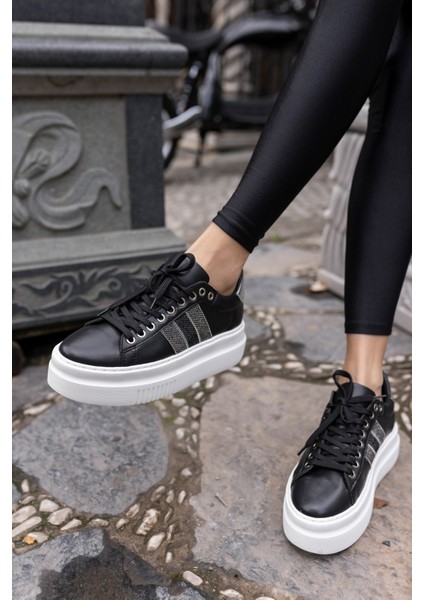 Zanıolo Kadın Siyah Taş Detay Sneaker