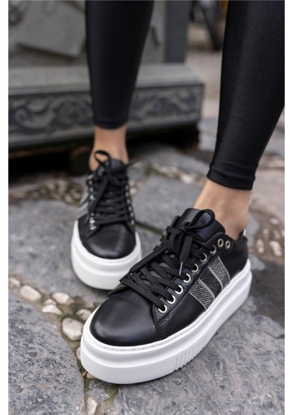 Zanıolo Kadın Siyah Taş Detay Sneaker