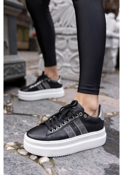 Zanıolo Kadın Siyah Taş Detay Sneaker