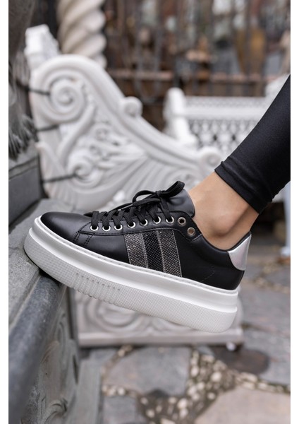 Zanıolo Kadın Siyah Taş Detay Sneaker
