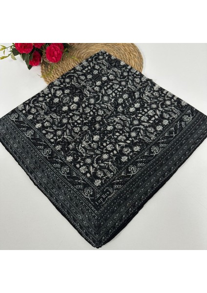 Soft Pamuklu Siyah Beyaz Eşarp LDN6403