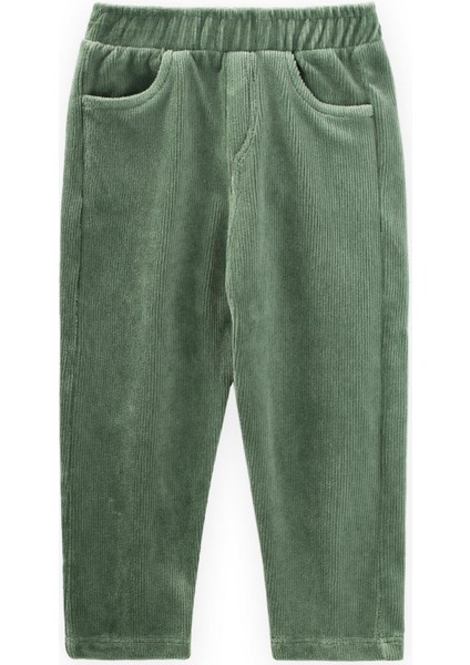 Fitilli Kadife Pantolon 1-8 Yaş Yeşil