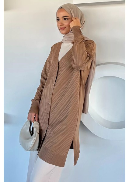 Desenli Ön Düğmeli Tesettür Triko Hırka (M-L-Xl Uyumludur) P-00018882 modelleri