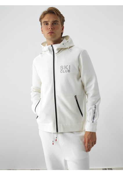 Erkek Ekru Pamuk Dokulu Regular Fit Sweatmont