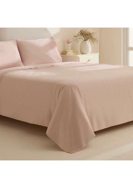 Teora %100 Pamuk Dantelli Çift Kişilik Nevresım Takımı Pudra fiyatları