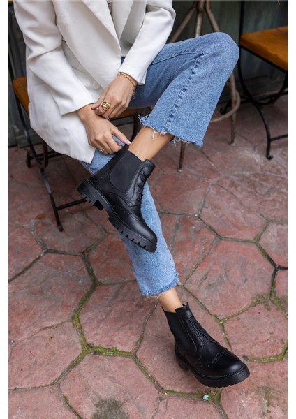 Novae Kadın Siyah Gercek Deri Bot indirimleri