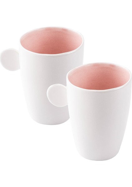 Round Pembe Porselen Ikili Kupa Seti 220ML