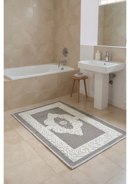 Pamuklu Kaymaz Taban Dikdörtgen Banyo Paspası – Yüksek Emici Pamuk Dokuma Banyo Halısı fiyatları