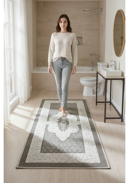 Pamuklu Kaymaz Taban Dikdörtgen Banyo Paspası – Yüksek Emici Pamuk Dokuma Banyo Halısı