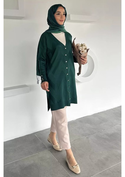 Ön Düğmeli Desenli Tesettür Triko Hırka (M-L-Xl Uyumludur) P-00018881 fiyatları