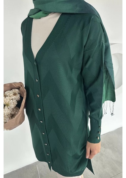 Ön Düğmeli Desenli Tesettür Triko Hırka (M-L-Xl Uyumludur) P-00018881 fırsatları