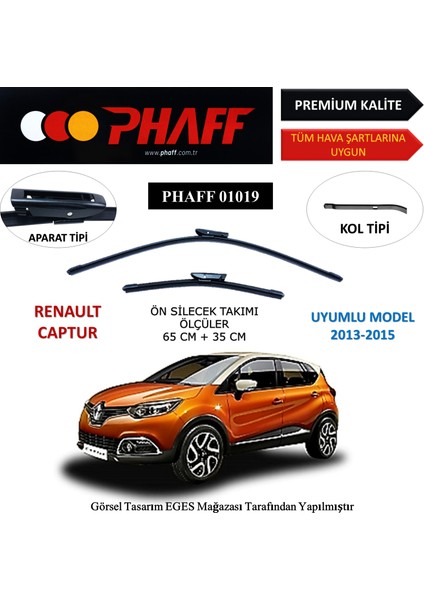 Renault Captur (2013-2015) Ön Silecek Süpürgesi 650MM + 350MM