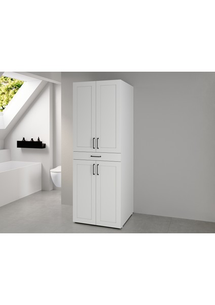 Mocca Beyaz Kapaklı Çamaşır ve Kurutma Makinası Dolabı