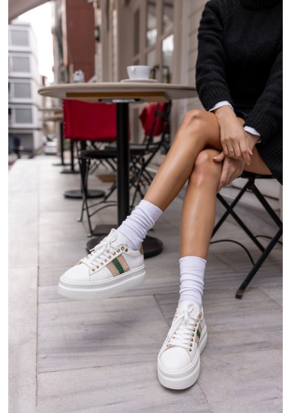 Zanıolo Kadın Beyaz Taş Detay Sneaker