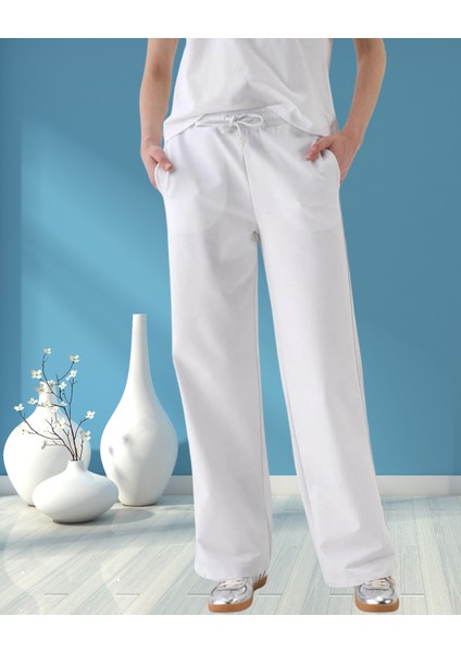 Minervaxint Kadın Oversize Yanlar Dokulu ve Yan Cepli Beli Bağcıklı Esnek Pamuklu Sweat Pantolon fiyatları