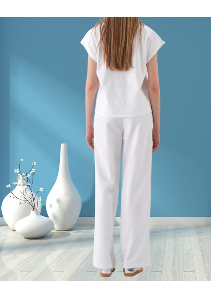 Minervaxint Kadın Oversize Yanlar Dokulu ve Yan Cepli Beli Bağcıklı Esnek Pamuklu Sweat Pantolon indirimleri