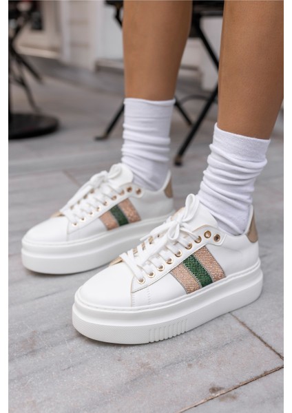 Zanıolo Kadın Beyaz Taş Detay Sneaker