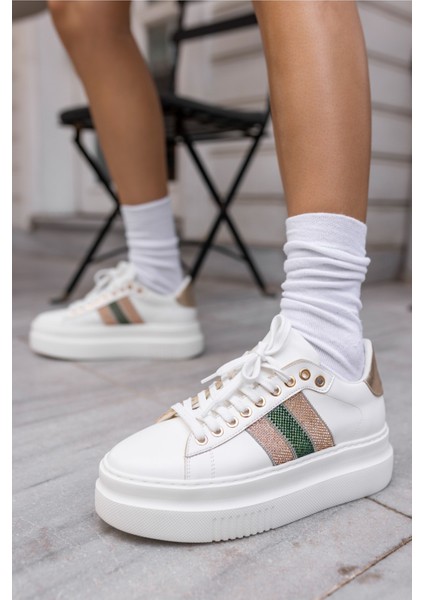 Zanıolo Kadın Beyaz Taş Detay Sneaker