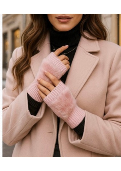 Peluş ve Kürk Detaylı Kadın Eldiven