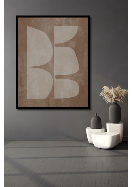Dekoratif Ahşap Dikdörtgen Tablo Soyut Sanat Formları Çerçeve Görünümlü
