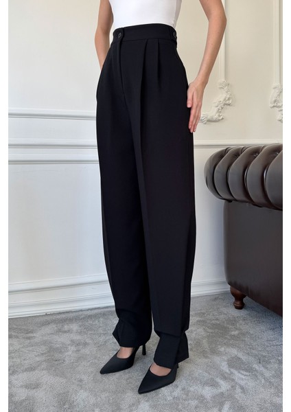 Düğme Detay Blazer Marka Takım- Siyah