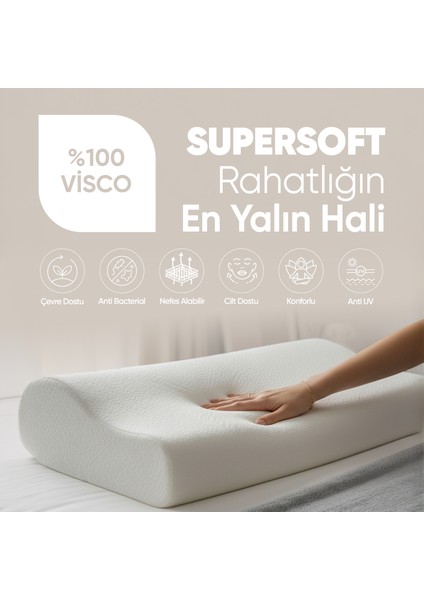 Ortopedik Visko Yastık - Boyun Düzleşmesi Için Tek Taraflı Visco Yastık [süper Soft] fiyatları