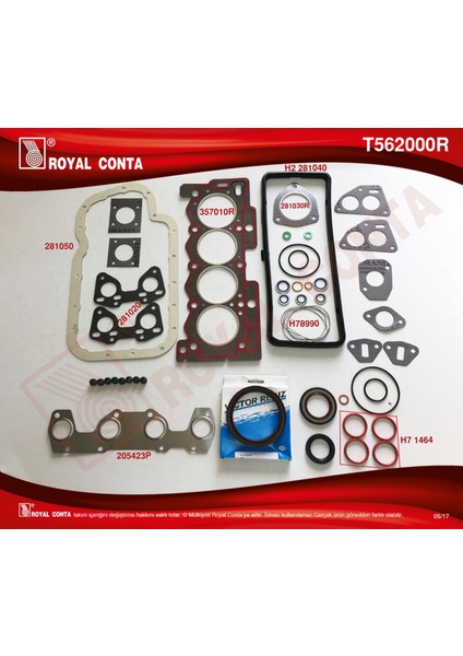 Mtxdpn Motor Takim Conta Reinz Keçeli S.lastikli P207 1.4 TU3A 06 P106-P205-P206-P306-P307 TU3JP 1.4