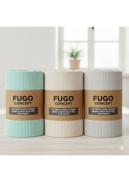 Pamuk Saten Tek Kişilik Çizgili Lastikli Çarşaf Yastık Kılıf Takımı fiyatları