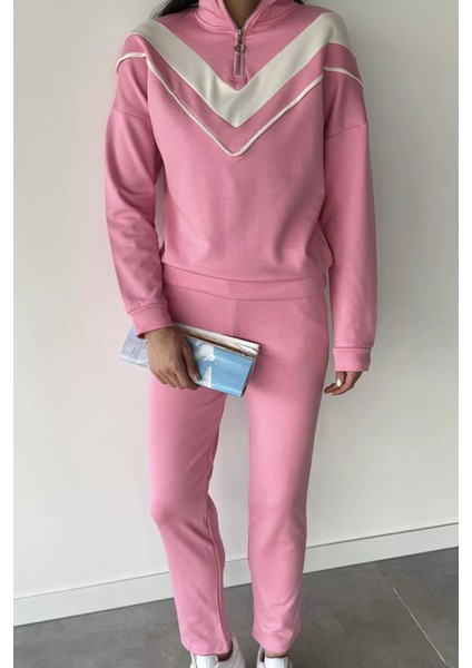 Kadın Dik Yaka Yarım Fermuarlı Sweat Pantolon Ikili Takım P-00018875