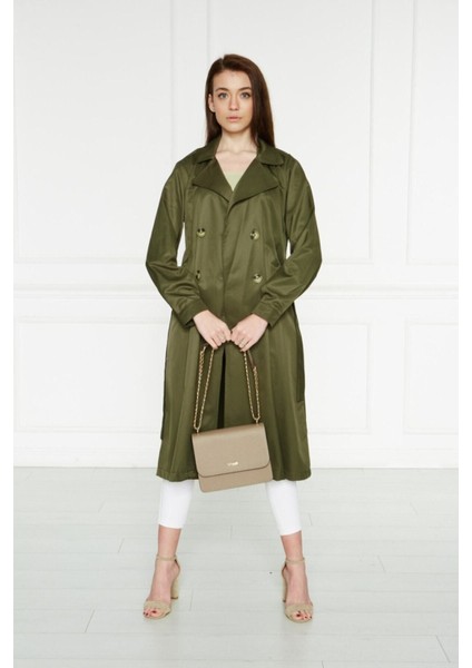 Kadın Yazlık Trençkot Düğmeli Kruvaze Yaka %100 Polyester Uzun Kol fiyatları
