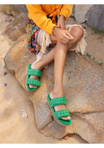 Lily Kadin Yeşil Gercek Deri Terlik