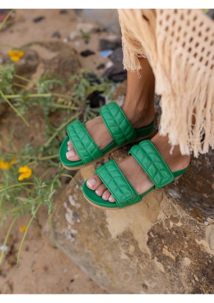 Lily Kadin Yeşil Gercek Deri Terlik indirimleri