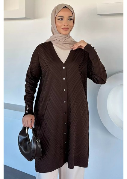 Desenli Ön Düğmeli Tesettür Triko Hırka (M-L-Xl Uyumludur) P-00018882 fiyatları