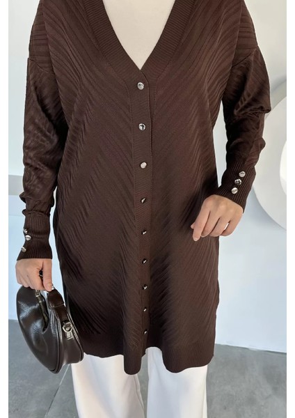 Desenli Ön Düğmeli Tesettür Triko Hırka (M-L-Xl Uyumludur) P-00018882 indirimleri