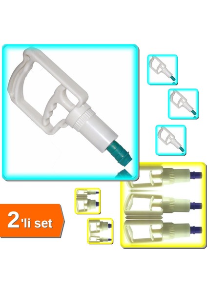Hacamat Pompası 2 Parmak + 4 Parmak Vakum Pompa Seti Pratik Kullanım 2'li Set W3ND6K